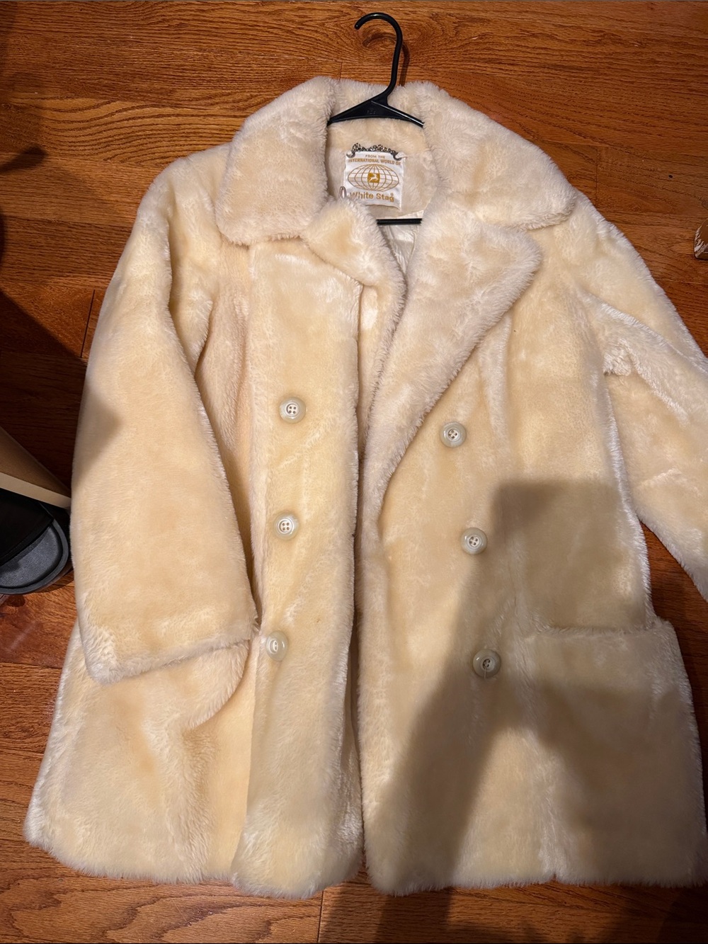 White Stag Cream Faux Fur Double-Breasted Teddy Jacket